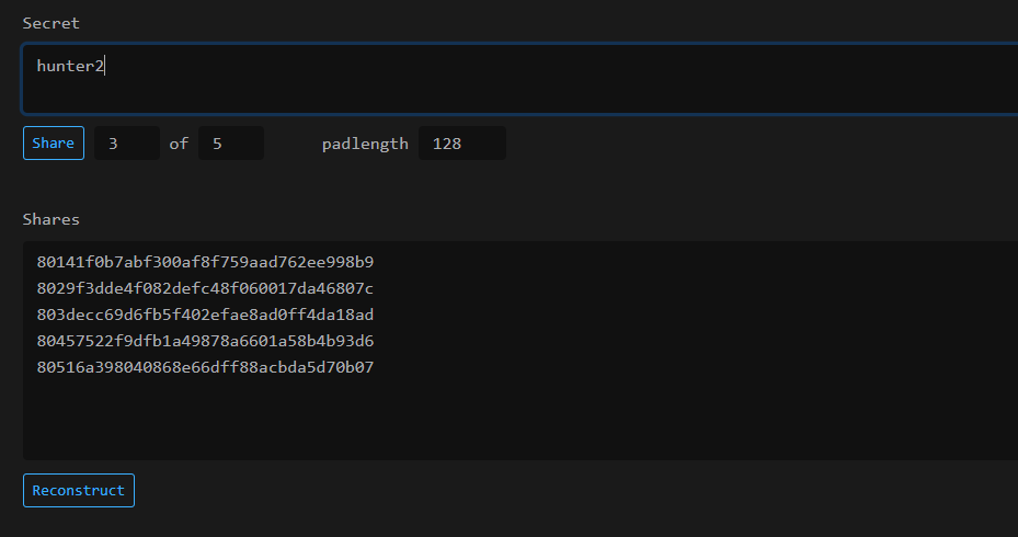 Shamir secret sharing tool