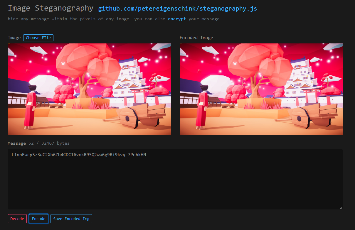 Stega image interface